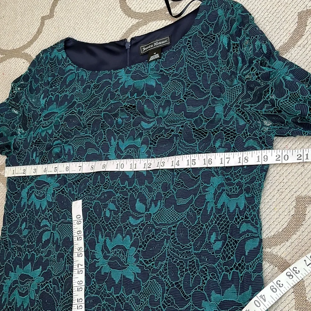 Green Lace Shift Dress with Scalloped Hem
